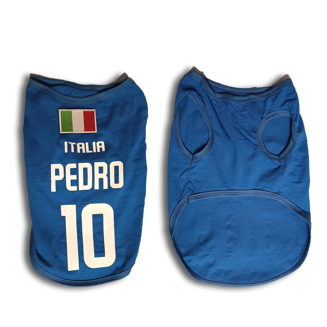 Maglietta per cani Italia - personalizzata con nome e numero - calcio - immagine 4